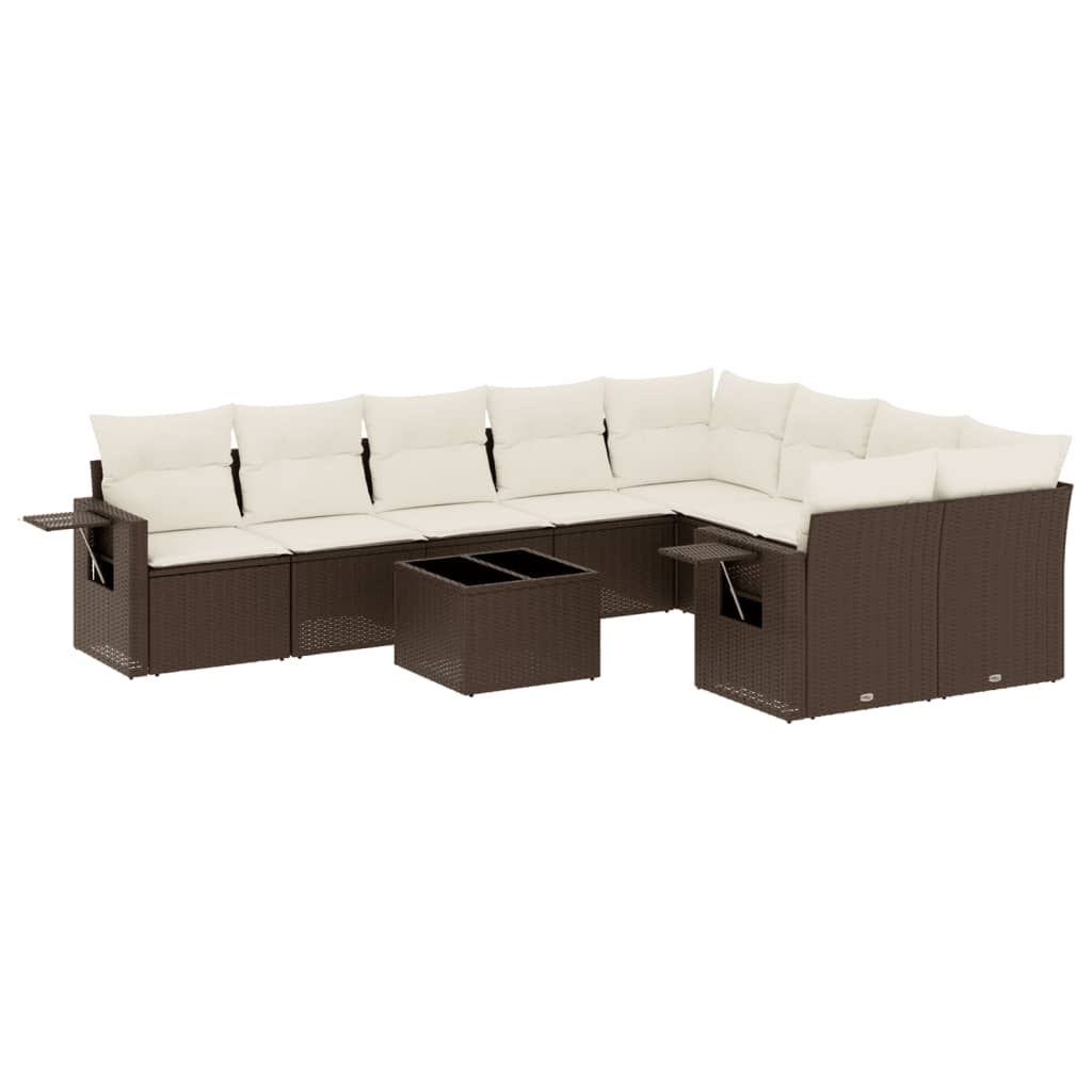 10-delige Loungeset met kussens poly rattan bruin is nu te koop bij PeponiXL, paradijselijk wonen!