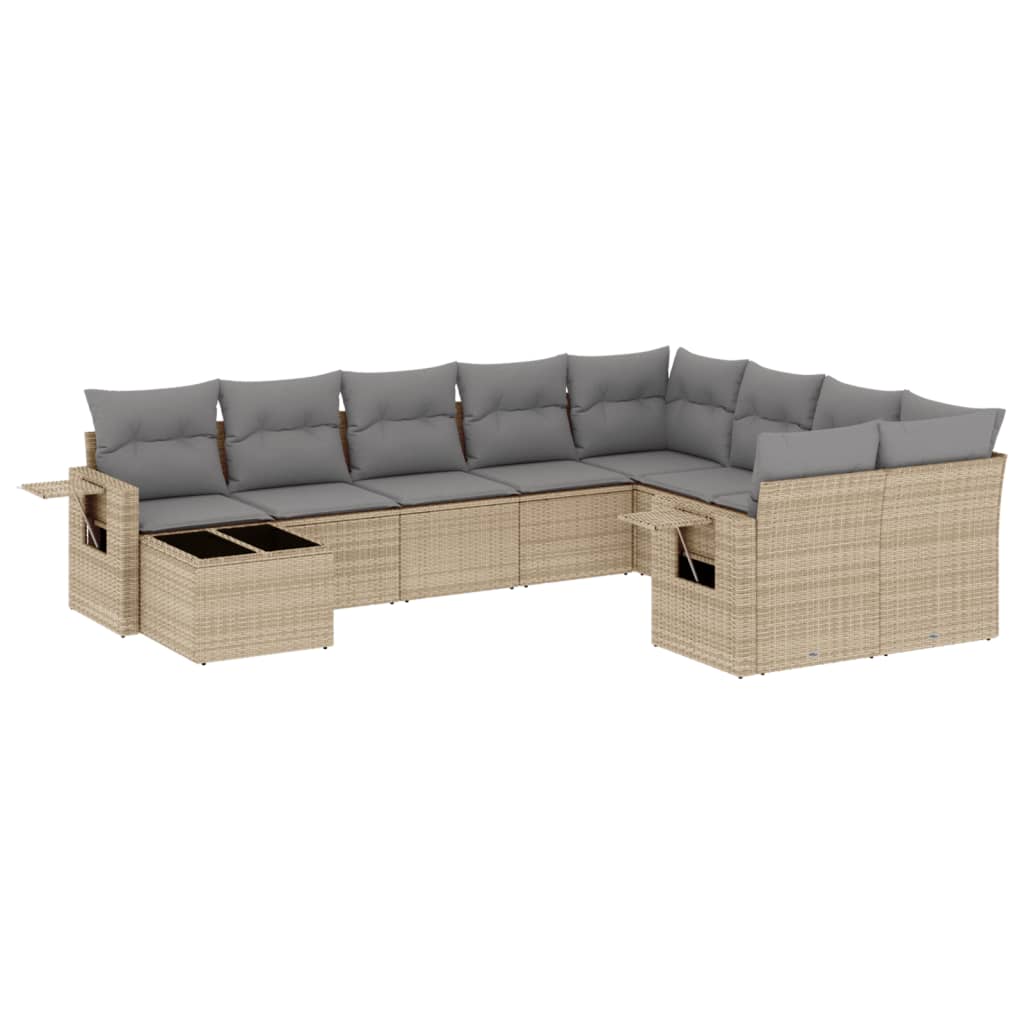 10-delige Loungeset met kussens poly rattan beige is nu te koop bij PeponiXL, paradijselijk wonen!