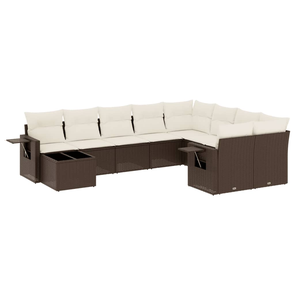 10-delige Loungeset met kussens poly rattan bruin is nu te koop bij PeponiXL, paradijselijk wonen!
