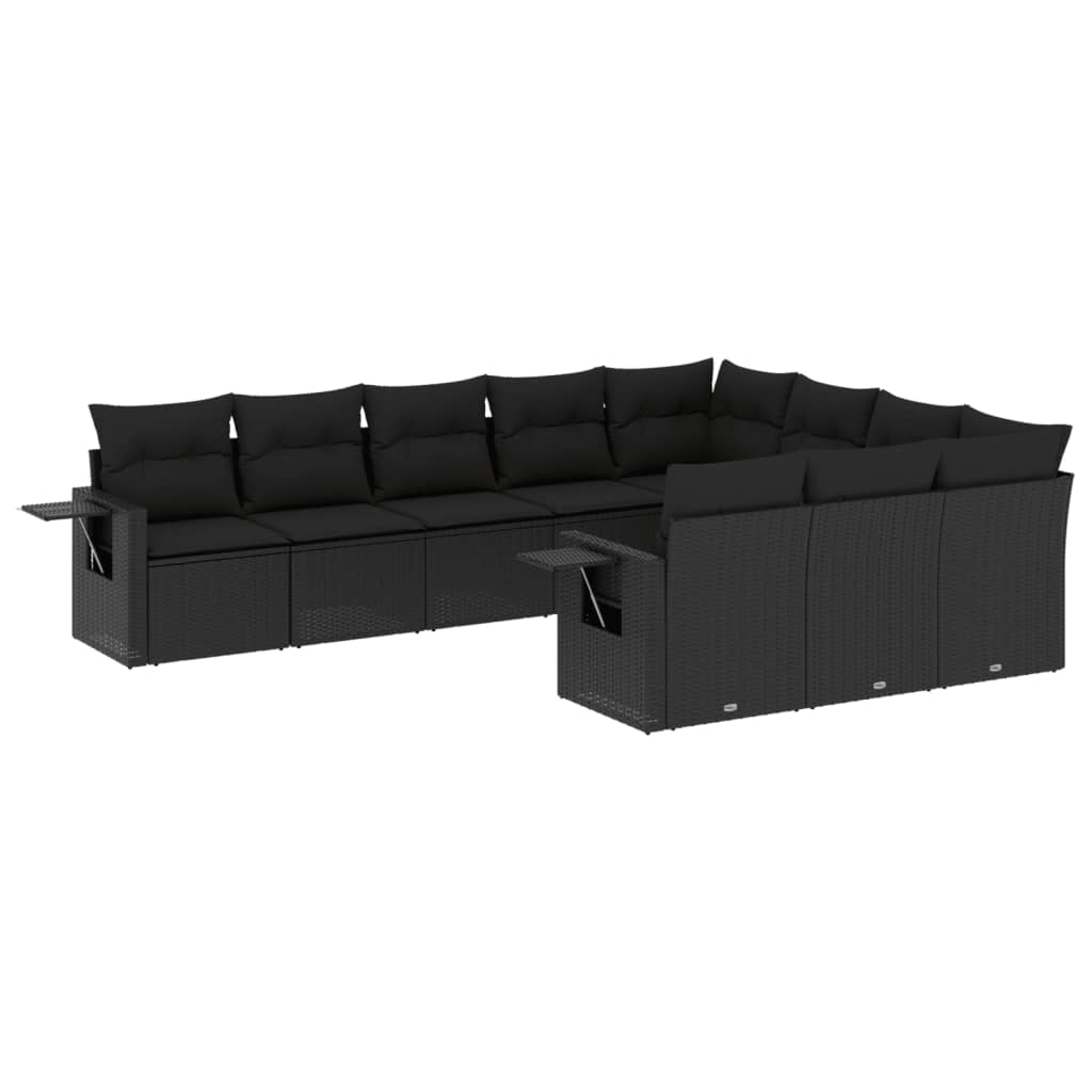 10-delige Loungeset met kussens poly rattan zwart is nu te koop bij PeponiXL, paradijselijk wonen!