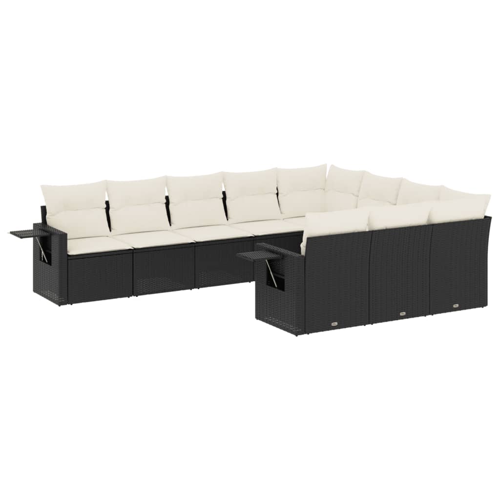 10-delige Loungeset met kussens poly rattan zwart is nu te koop bij PeponiXL, paradijselijk wonen!