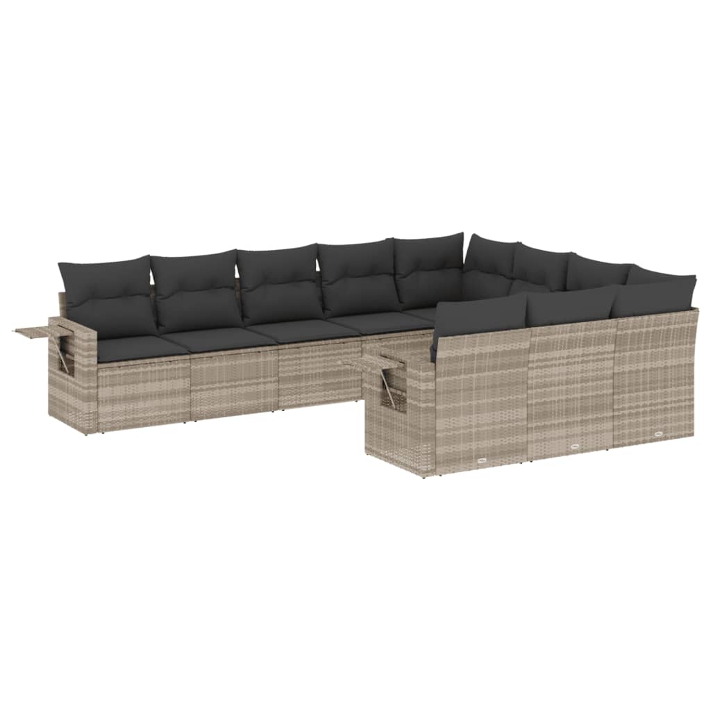 10-delige Loungeset met kussens poly rattan lichtgrijs is nu te koop bij PeponiXL, paradijselijk wonen!
