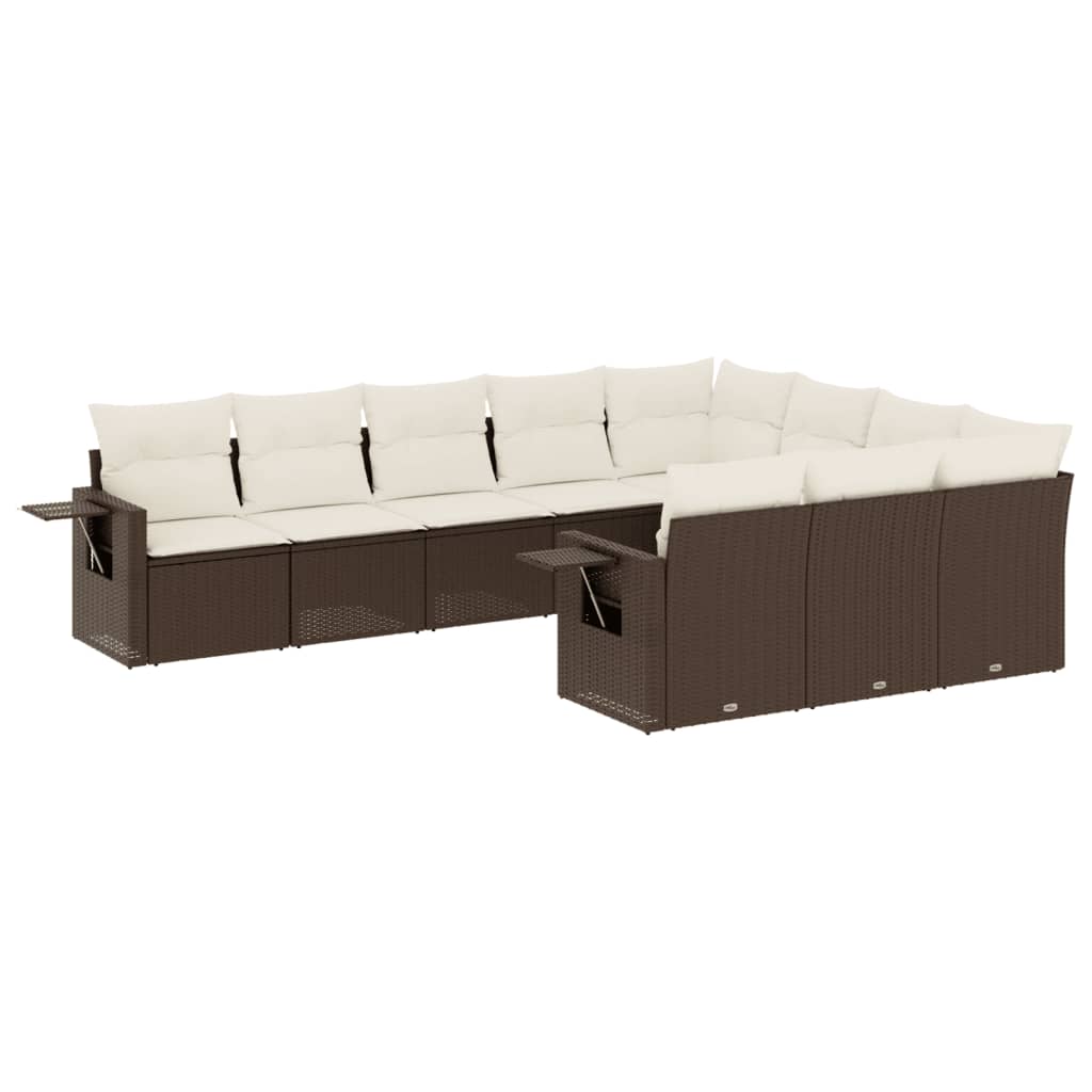 10-delige Loungeset met kussens poly rattan bruin is nu te koop bij PeponiXL, paradijselijk wonen!