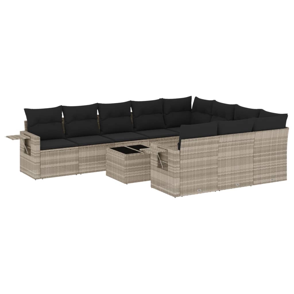 11-delige Loungeset met kussens poly rattan lichtgrijs is nu te koop bij PeponiXL, paradijselijk wonen!