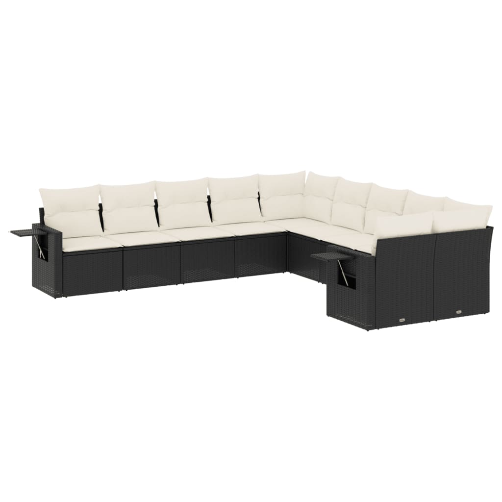 10-delige Loungeset met kussens poly rattan zwart is nu te koop bij PeponiXL, paradijselijk wonen!