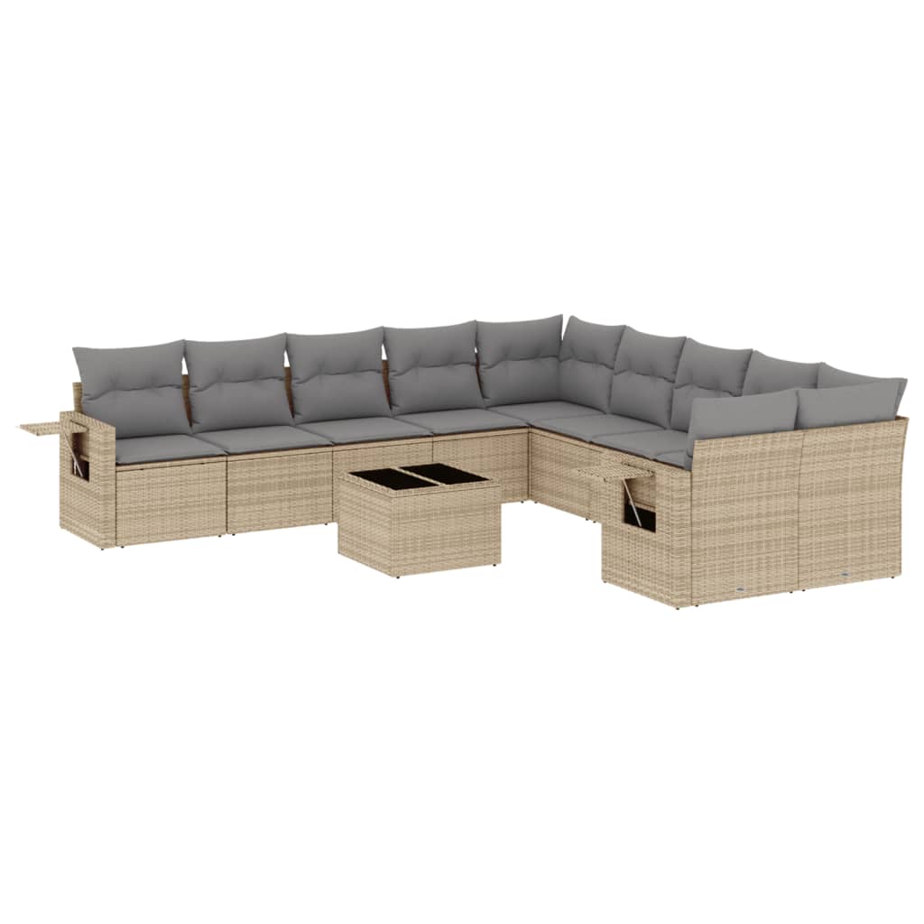11-delige Tuinset met kussens poly rattan beige is nu te koop bij PeponiXL, paradijselijk wonen!