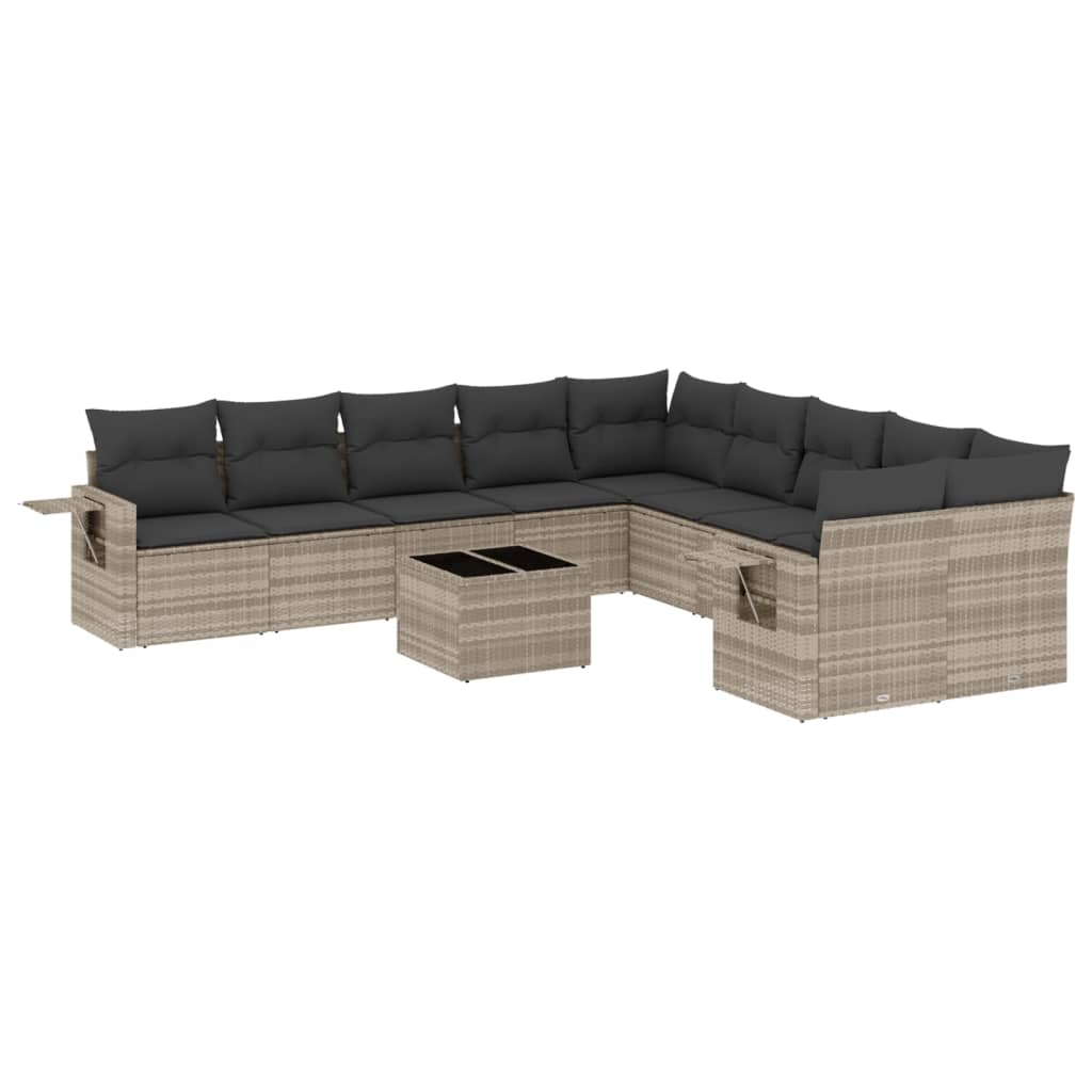 11-delige Loungeset met kussens poly rattan lichtgrijs is nu te koop bij PeponiXL, paradijselijk wonen!