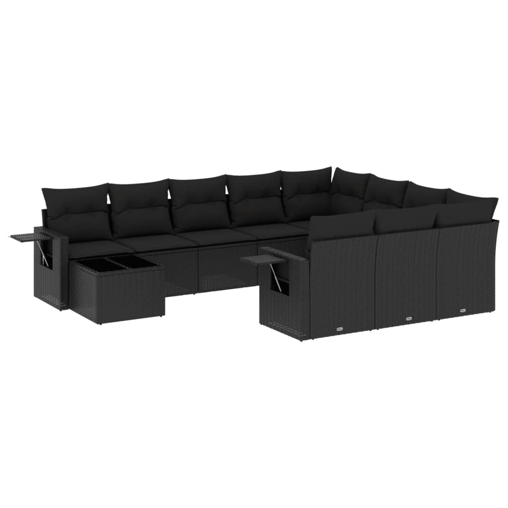 11-delige Loungeset met kussens poly rattan zwart is nu te koop bij PeponiXL, paradijselijk wonen!