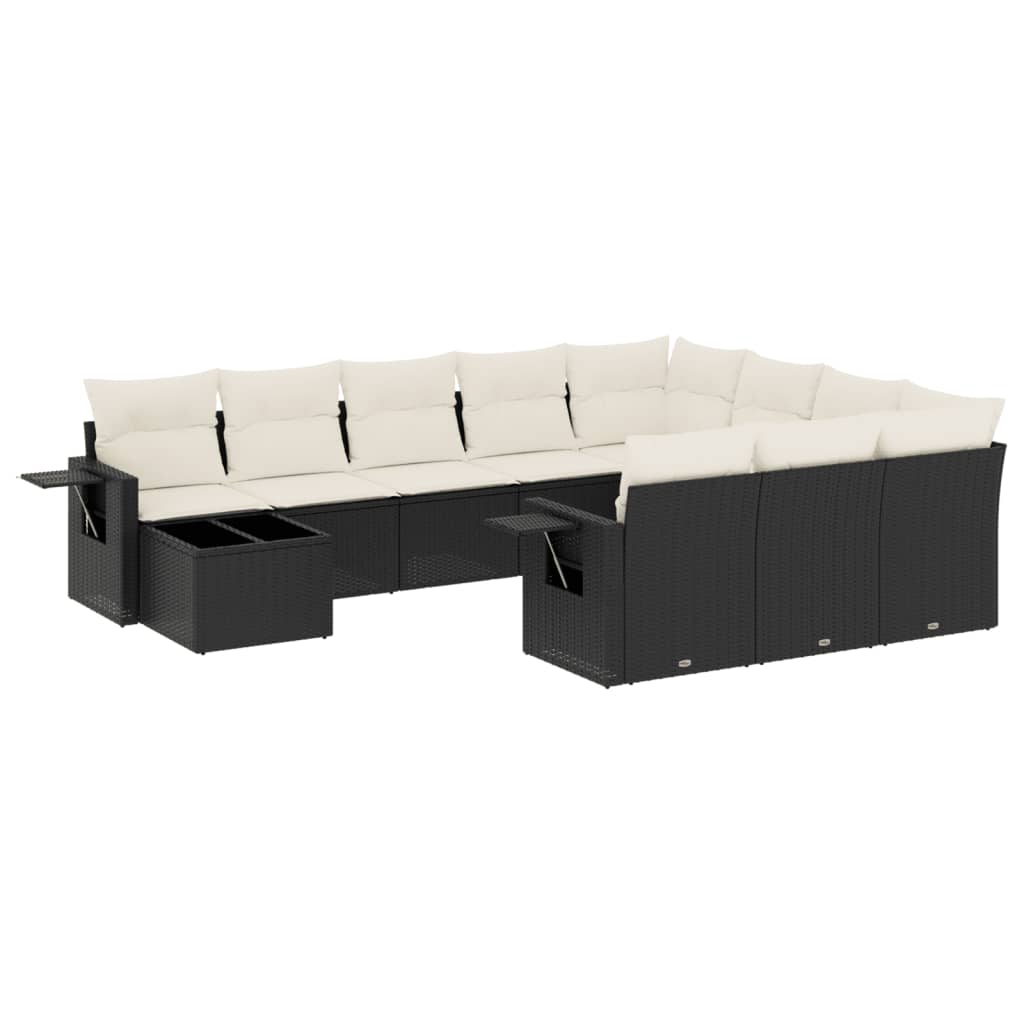 11-delige Loungeset met kussens poly rattan zwart is nu te koop bij PeponiXL, paradijselijk wonen!