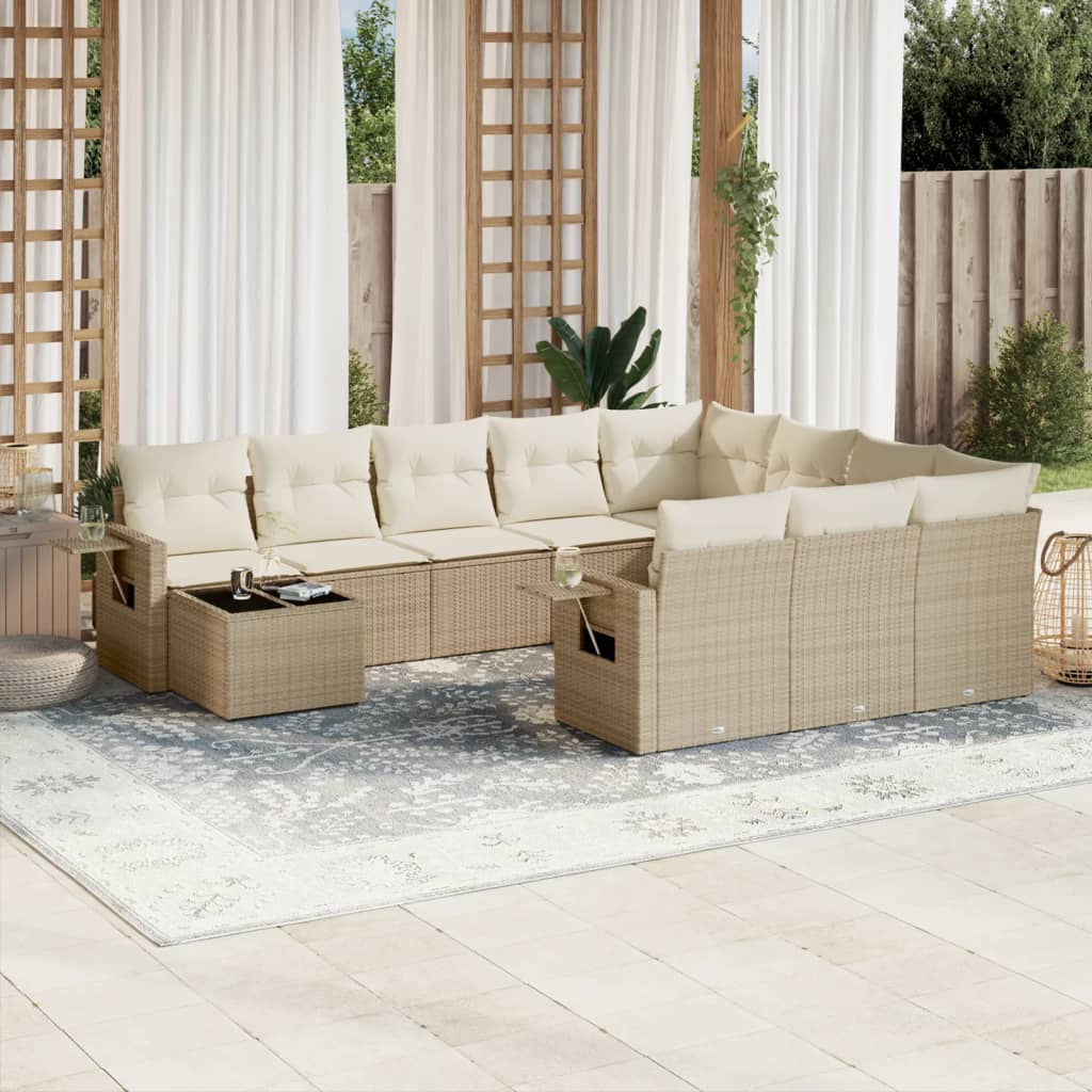 11-delige Tuinset met kussens poly rattan beige is nu te koop bij PeponiXL, paradijselijk wonen!