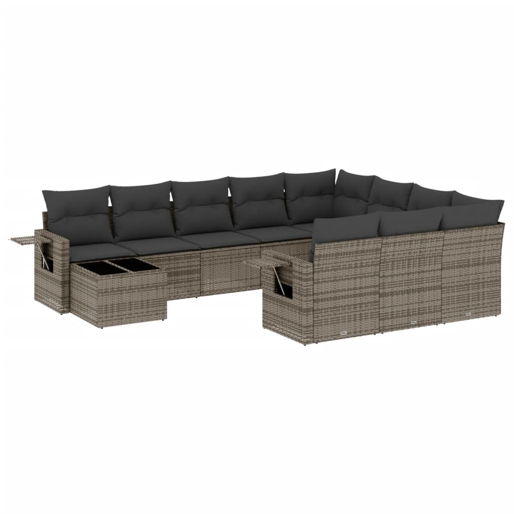 11-delige Loungeset met kussens poly rattan grijs is nu te koop bij PeponiXL, paradijselijk wonen!