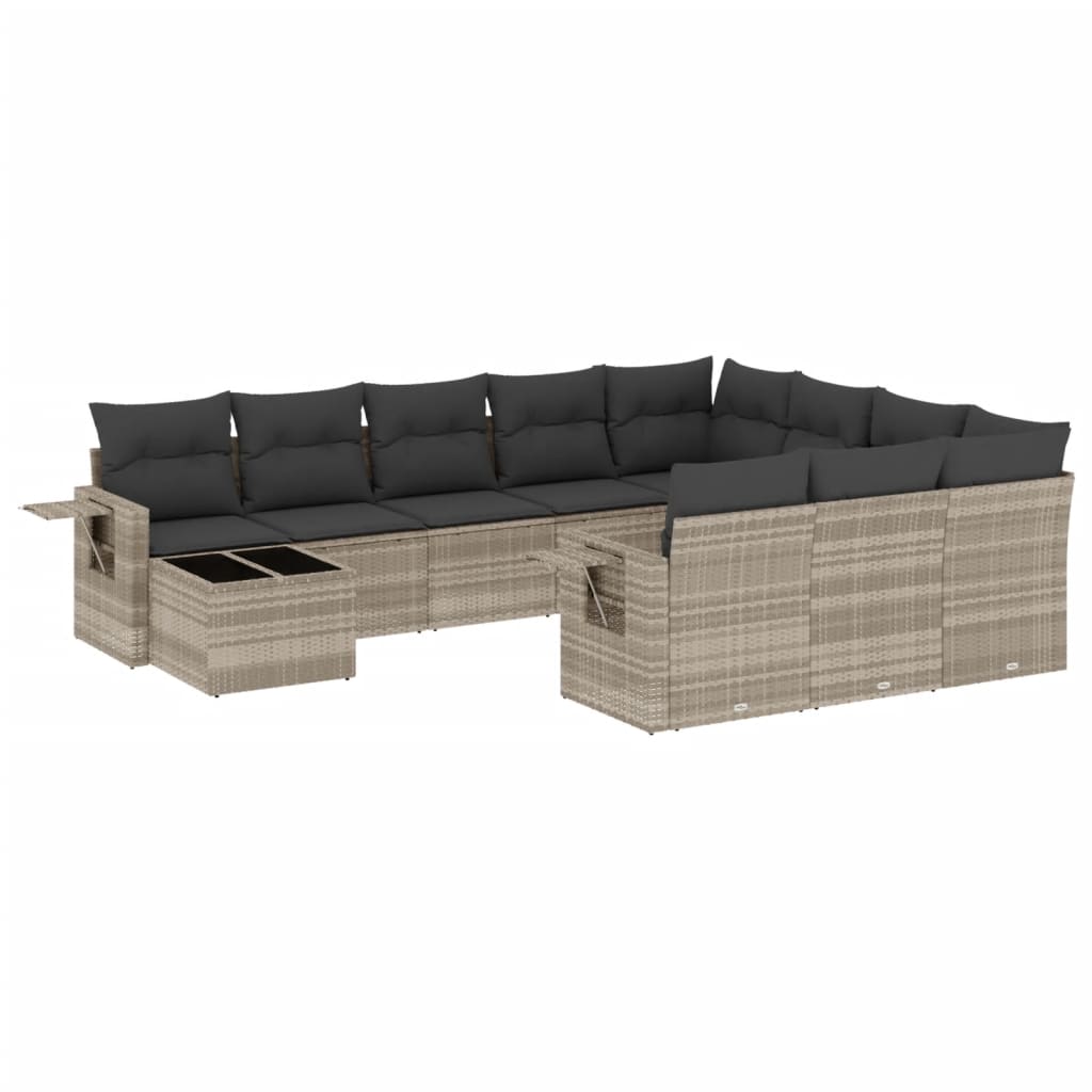 11-delige Loungeset met kussens poly rattan lichtgrijs is nu te koop bij PeponiXL, paradijselijk wonen!