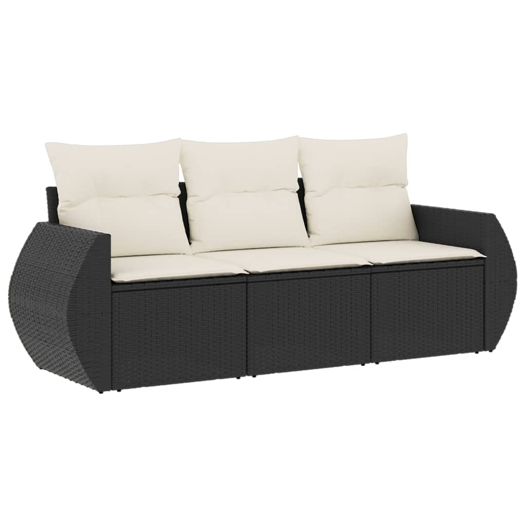 3-delige Loungeset met kussens poly rattan zwart is nu te koop bij PeponiXL, paradijselijk wonen!