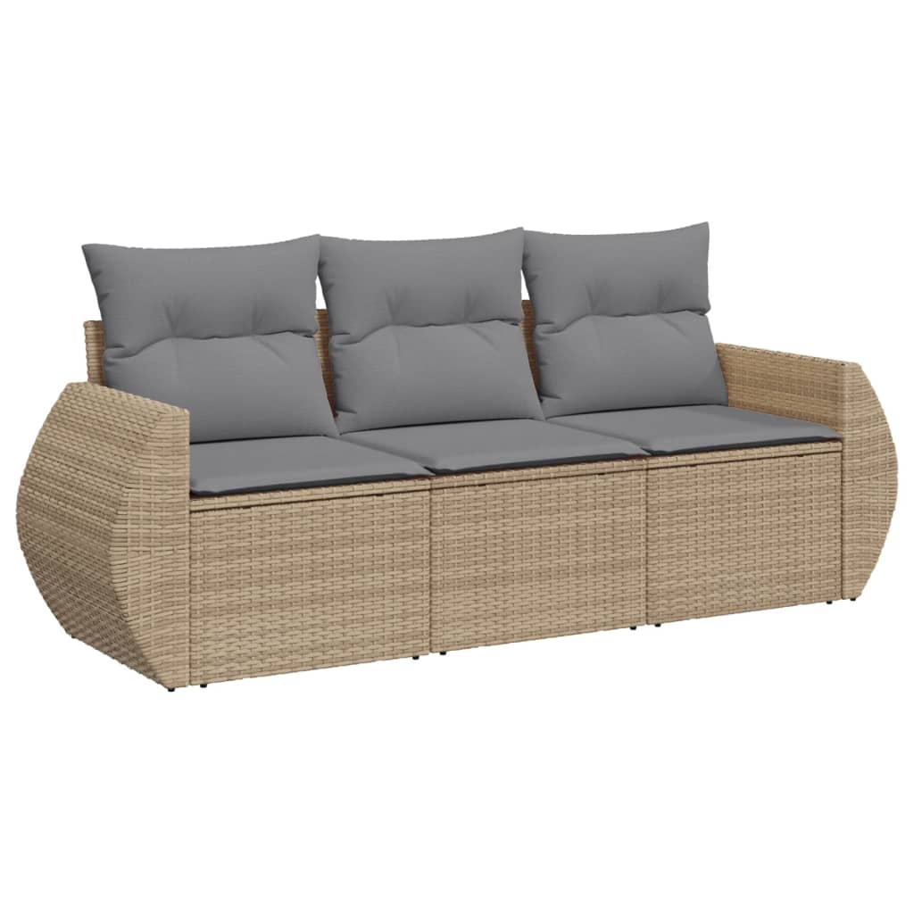 3-delige Loungeset met kussens poly rattan beige is nu te koop bij PeponiXL, paradijselijk wonen!