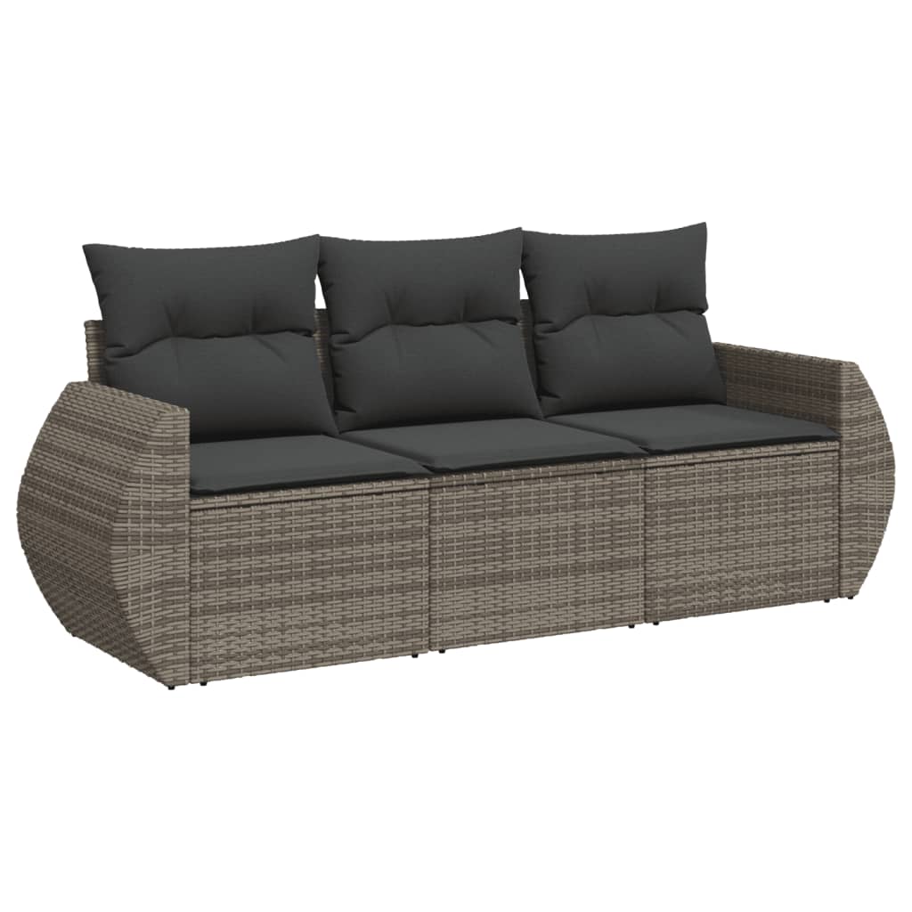 3-delige Loungeset met kussens poly rattan grijs is nu te koop bij PeponiXL, paradijselijk wonen!