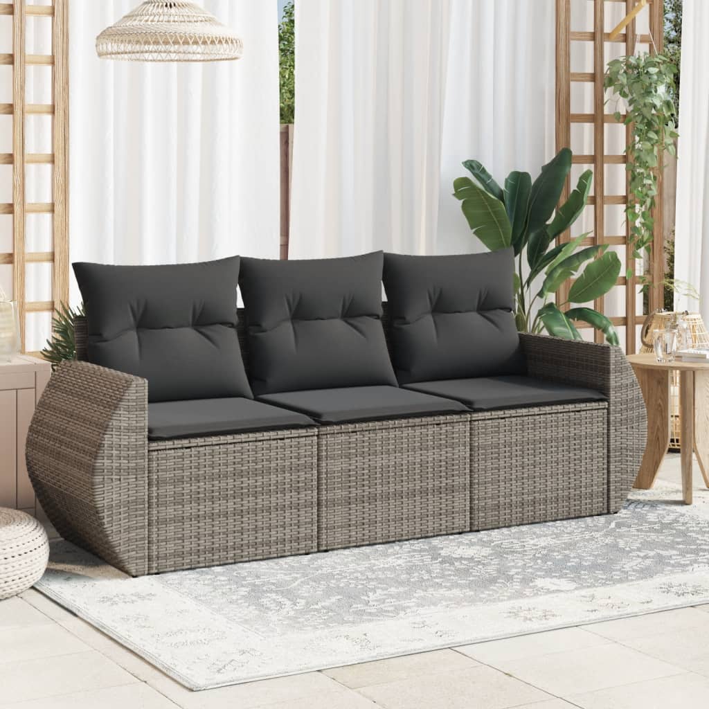 3-delige Loungeset met kussens poly rattan grijs is nu te koop bij PeponiXL, paradijselijk wonen!