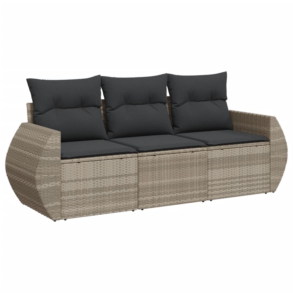 3-delige Loungeset met kussens poly rattan lichtgrijs is nu te koop bij PeponiXL, paradijselijk wonen!