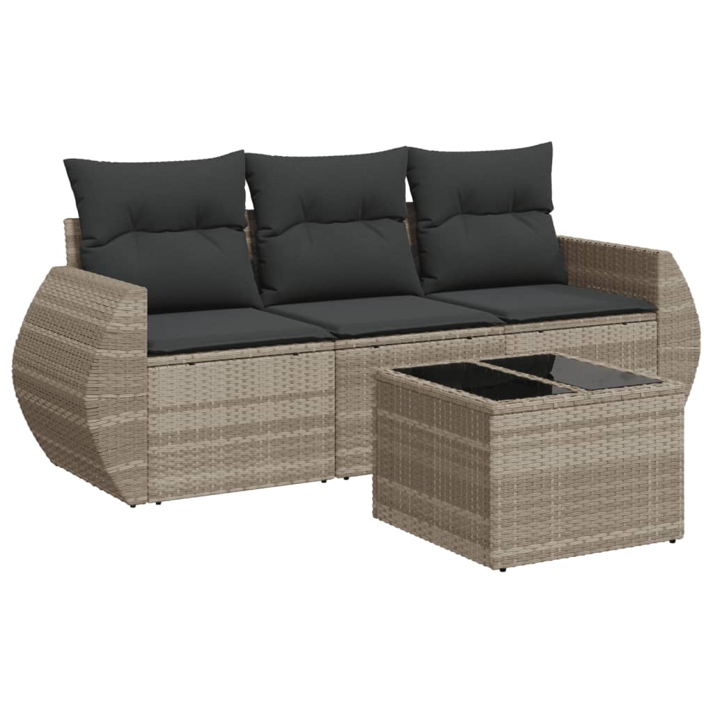 4-delige Loungeset met kussens poly rattan lichtgrijs is nu te koop bij PeponiXL, paradijselijk wonen!