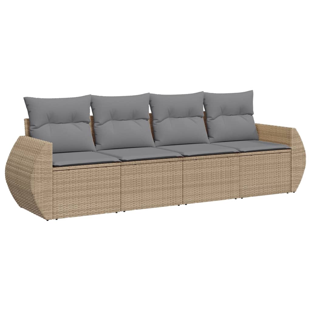 4-delige Loungeset met kussens poly rattan beige is nu te koop bij PeponiXL, paradijselijk wonen!