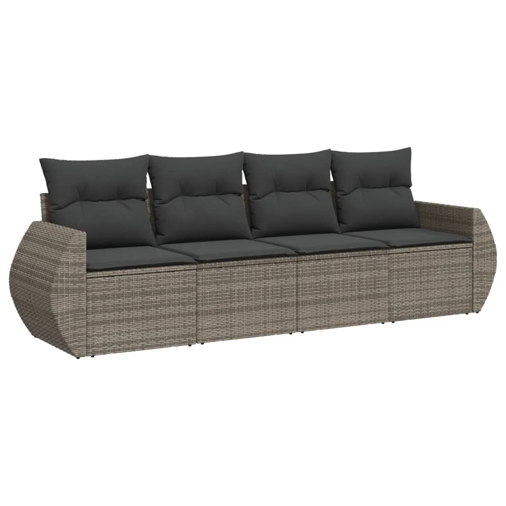 4-delige Loungeset met kussens poly rattan grijs is nu te koop bij PeponiXL, paradijselijk wonen!