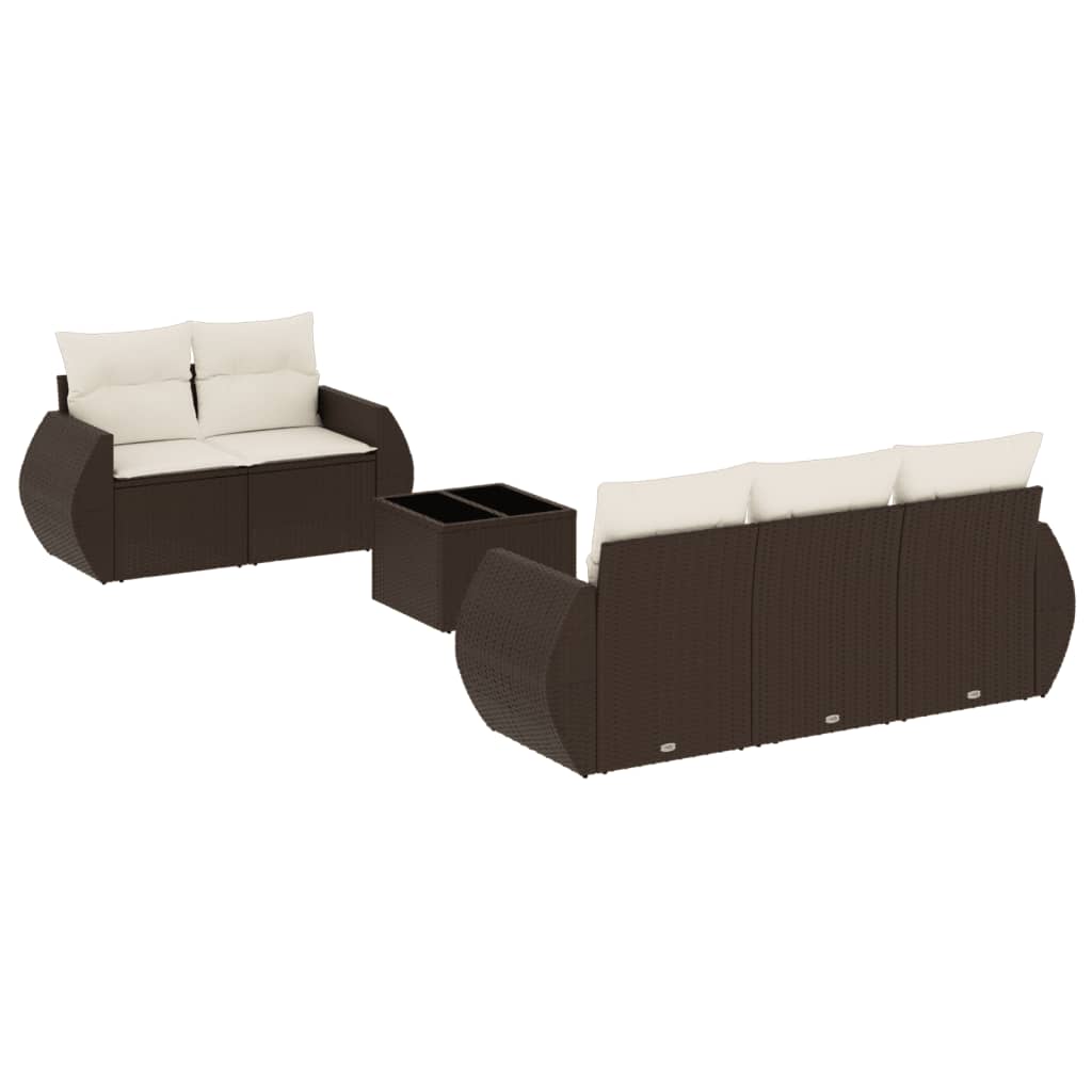 6-delige Loungeset met kussens poly rattan bruin is nu te koop bij PeponiXL, paradijselijk wonen!