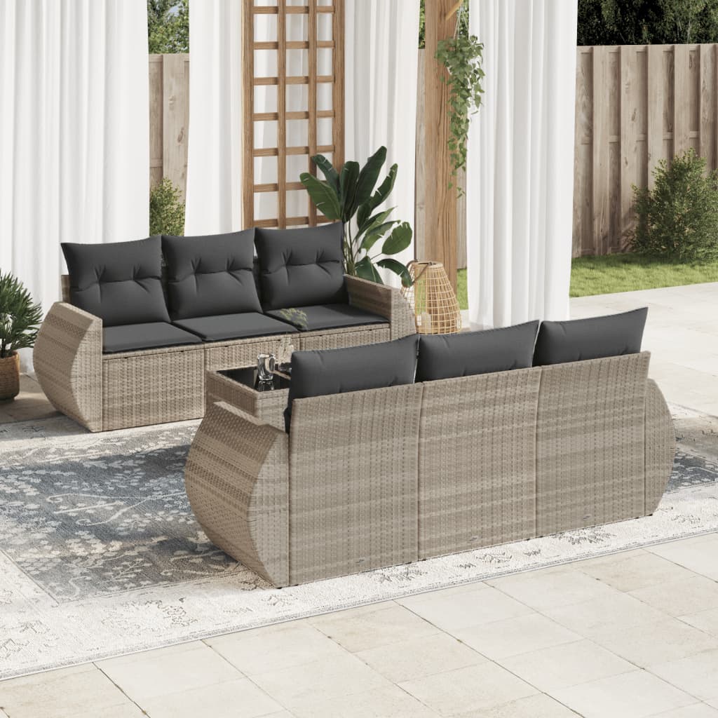 7-delige Loungeset met kussens poly rattan lichtgrijs is nu te koop bij PeponiXL, paradijselijk wonen!