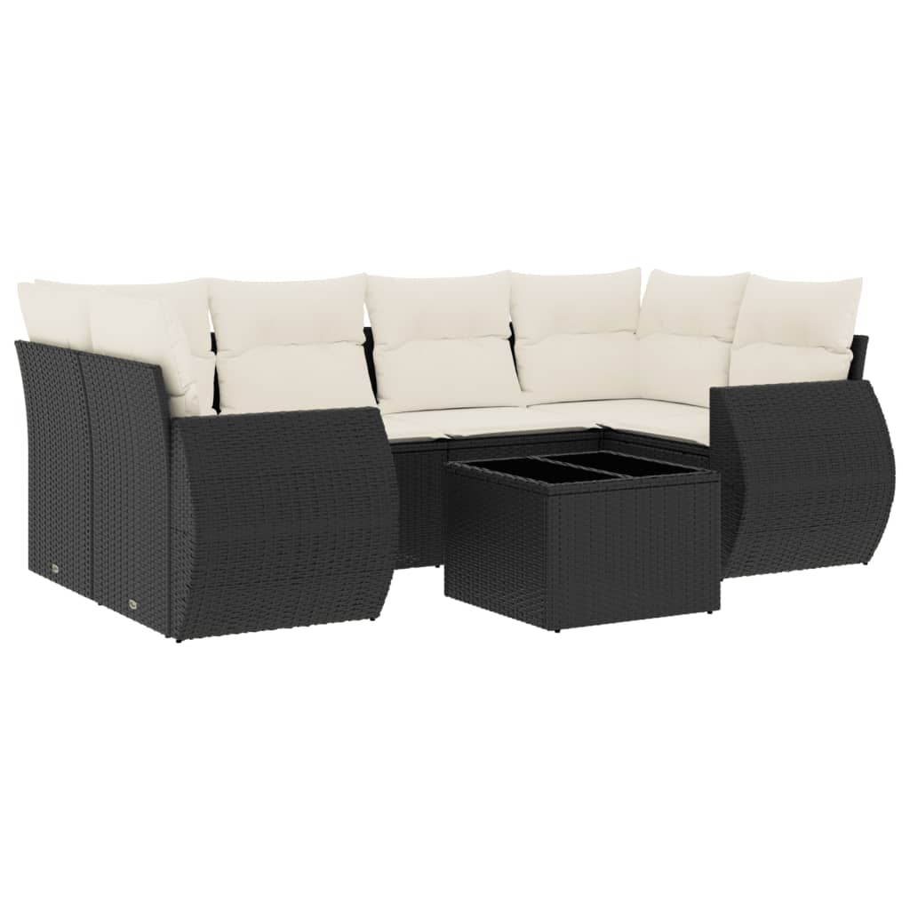7-delige Loungeset met kussens poly rattan zwart is nu te koop bij PeponiXL, paradijselijk wonen!