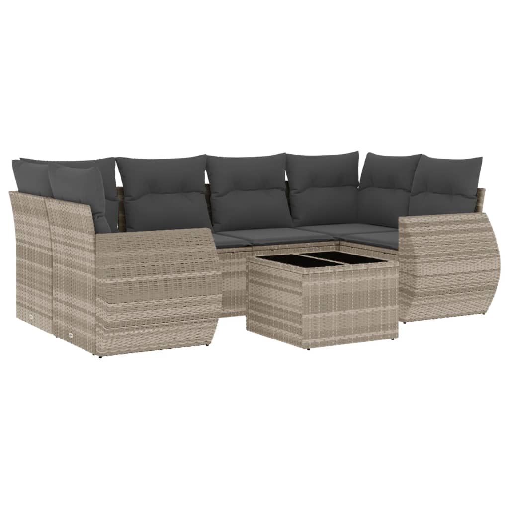 7-delige Loungeset met kussens poly rattan lichtgrijs is nu te koop bij PeponiXL, paradijselijk wonen!