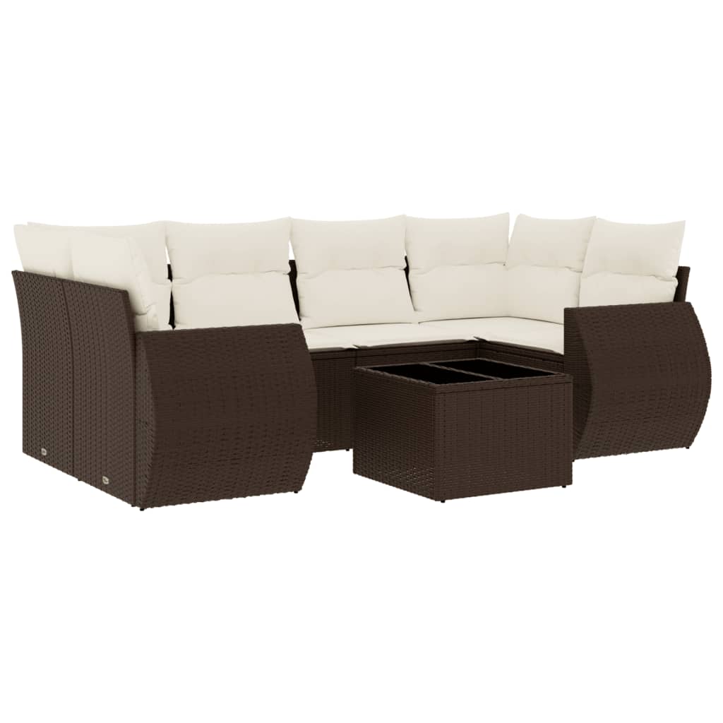 7-delige Loungeset met kussens poly rattan bruin is nu te koop bij PeponiXL, paradijselijk wonen!