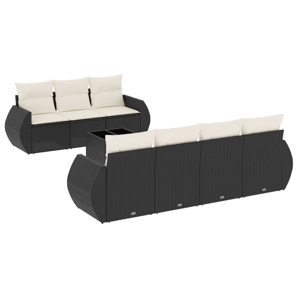 8-delige Loungeset met kussens poly rattan zwart is nu te koop bij PeponiXL, paradijselijk wonen!