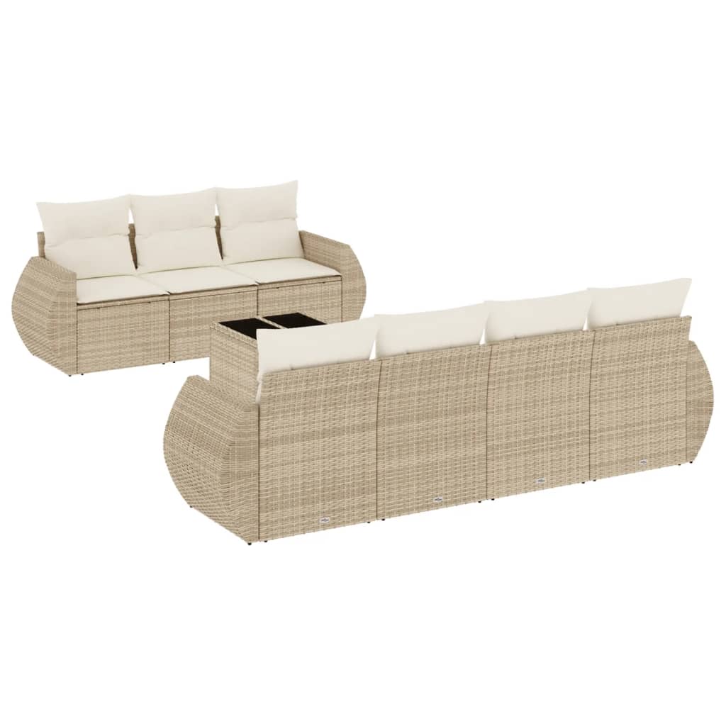 8-delige Loungeset met kussens poly rattan beige is nu te koop bij PeponiXL, paradijselijk wonen!
