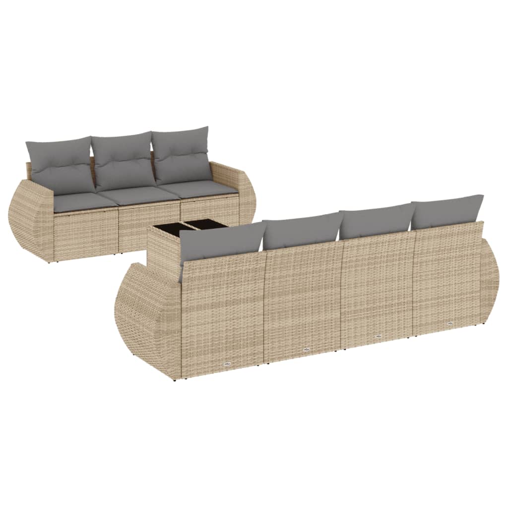 8-delige Loungeset met kussens poly rattan beige is nu te koop bij PeponiXL, paradijselijk wonen!