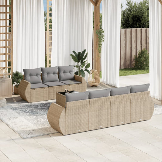 8-delige Loungeset met kussens poly rattan beige is nu te koop bij PeponiXL, paradijselijk wonen!
