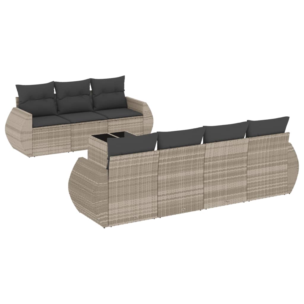 8-delige Loungeset met kussens poly rattan lichtgrijs is nu te koop bij PeponiXL, paradijselijk wonen!