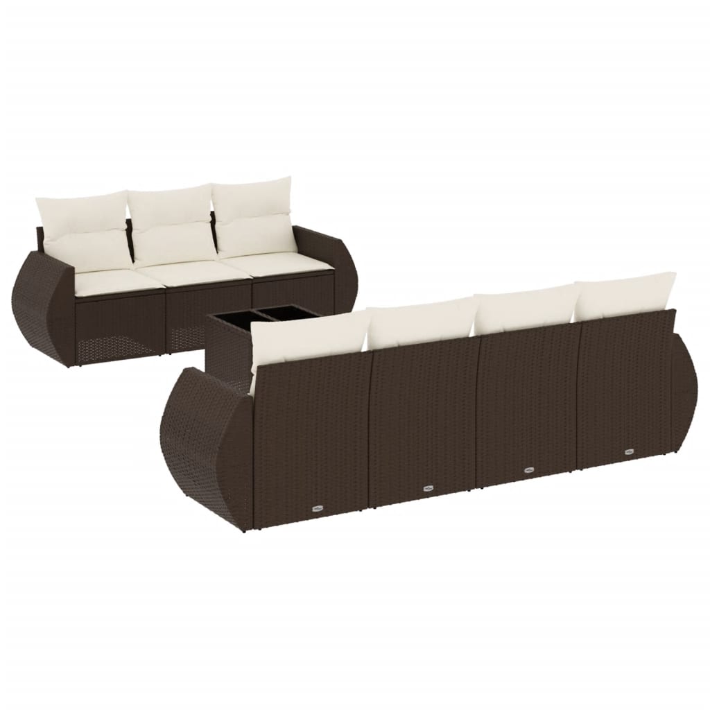 8-delige Loungeset met kussens poly rattan bruin is nu te koop bij PeponiXL, paradijselijk wonen!