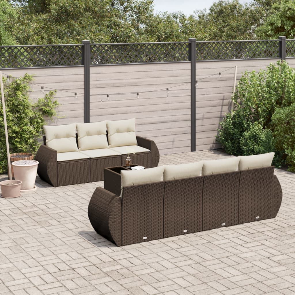 8-delige Loungeset met kussens poly rattan bruin is nu te koop bij PeponiXL, paradijselijk wonen!