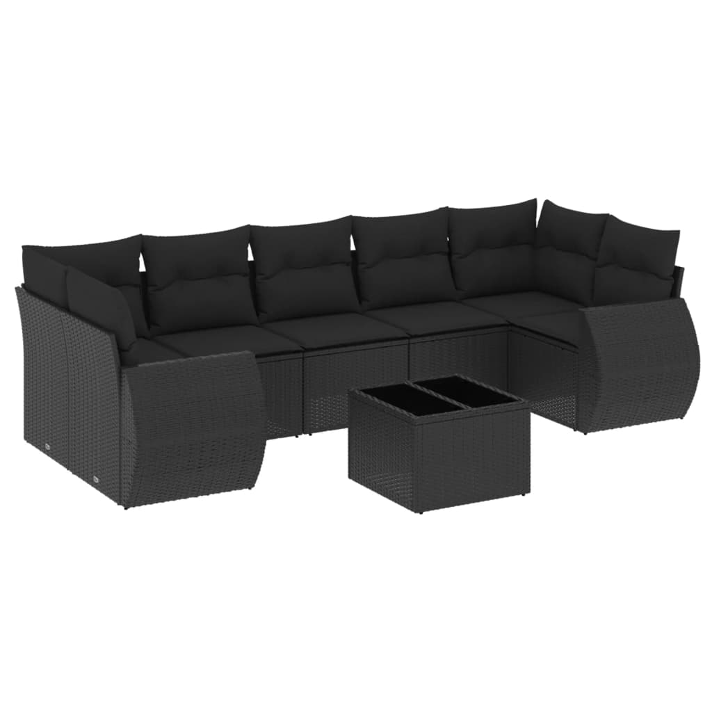 8-delige Loungeset met kussens poly rattan zwart is nu te koop bij PeponiXL, paradijselijk wonen!