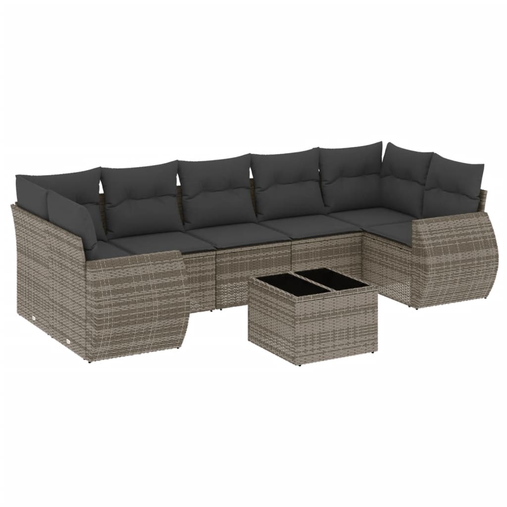 8-delige Loungeset met kussens poly rattan grijs is nu te koop bij PeponiXL, paradijselijk wonen!