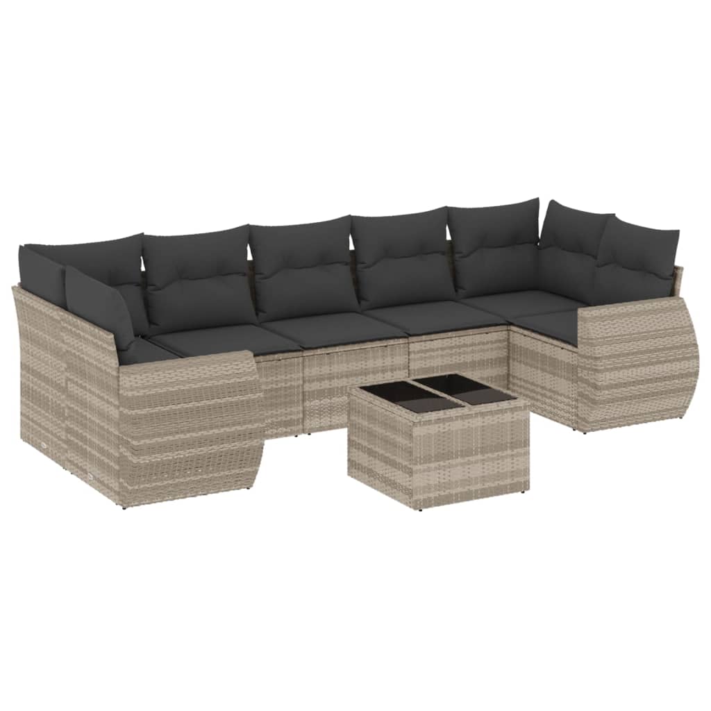 8-delige Loungeset met kussens poly rattan lichtgrijs is nu te koop bij PeponiXL, paradijselijk wonen!