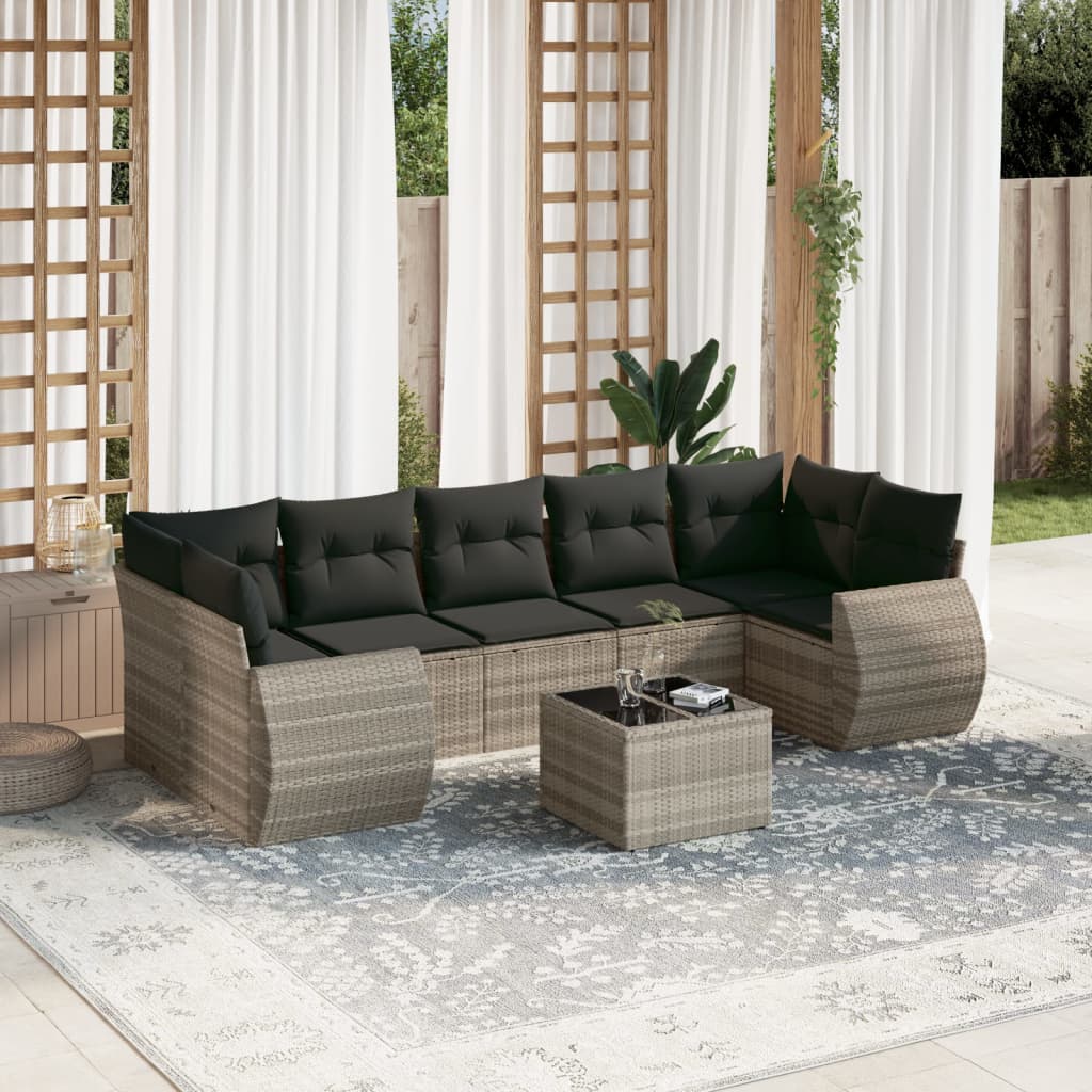 8-delige Loungeset met kussens poly rattan lichtgrijs is nu te koop bij PeponiXL, paradijselijk wonen!
