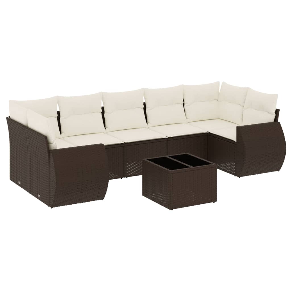 8-delige Loungeset met kussens poly rattan bruin is nu te koop bij PeponiXL, paradijselijk wonen!