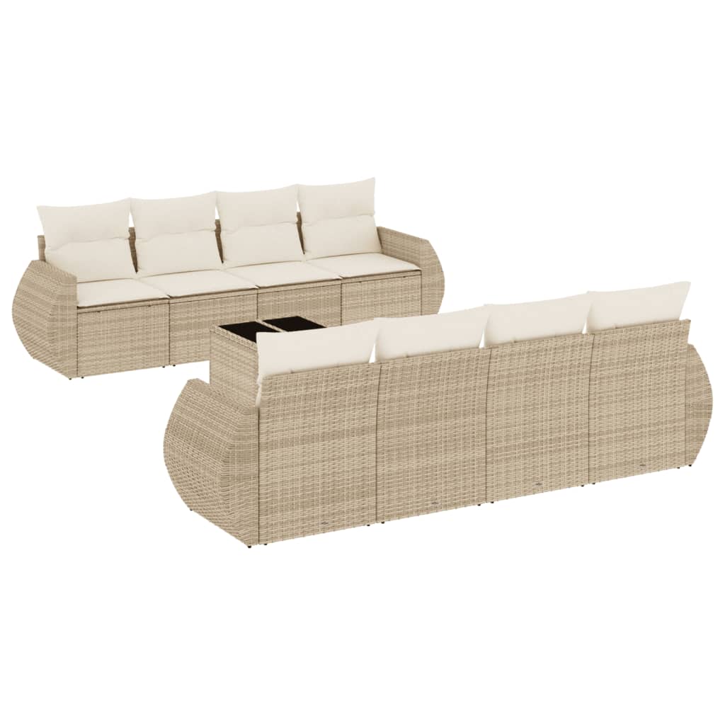 9-delige Loungeset met kussens poly rattan beige is nu te koop bij PeponiXL, paradijselijk wonen!