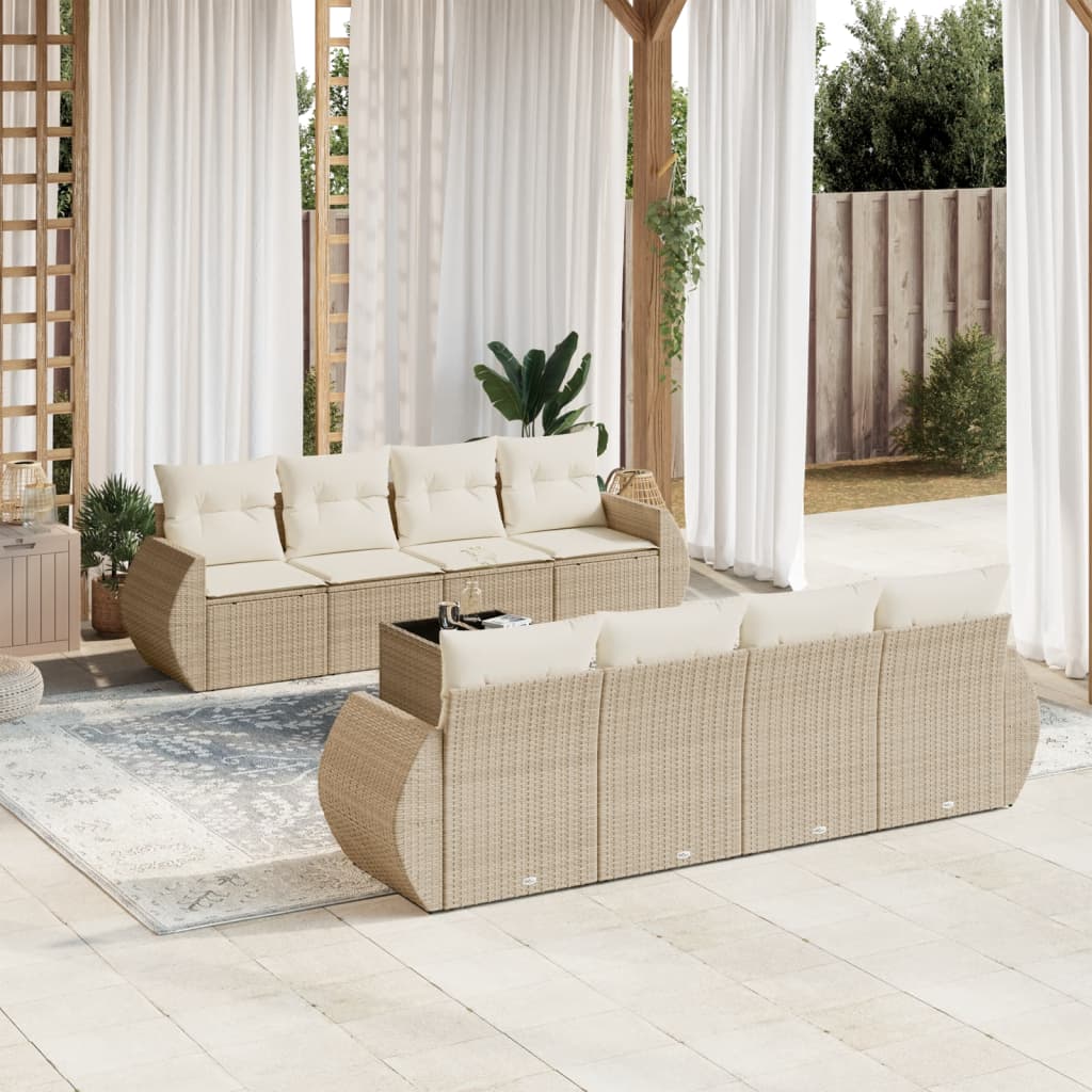 9-delige Loungeset met kussens poly rattan beige is nu te koop bij PeponiXL, paradijselijk wonen!