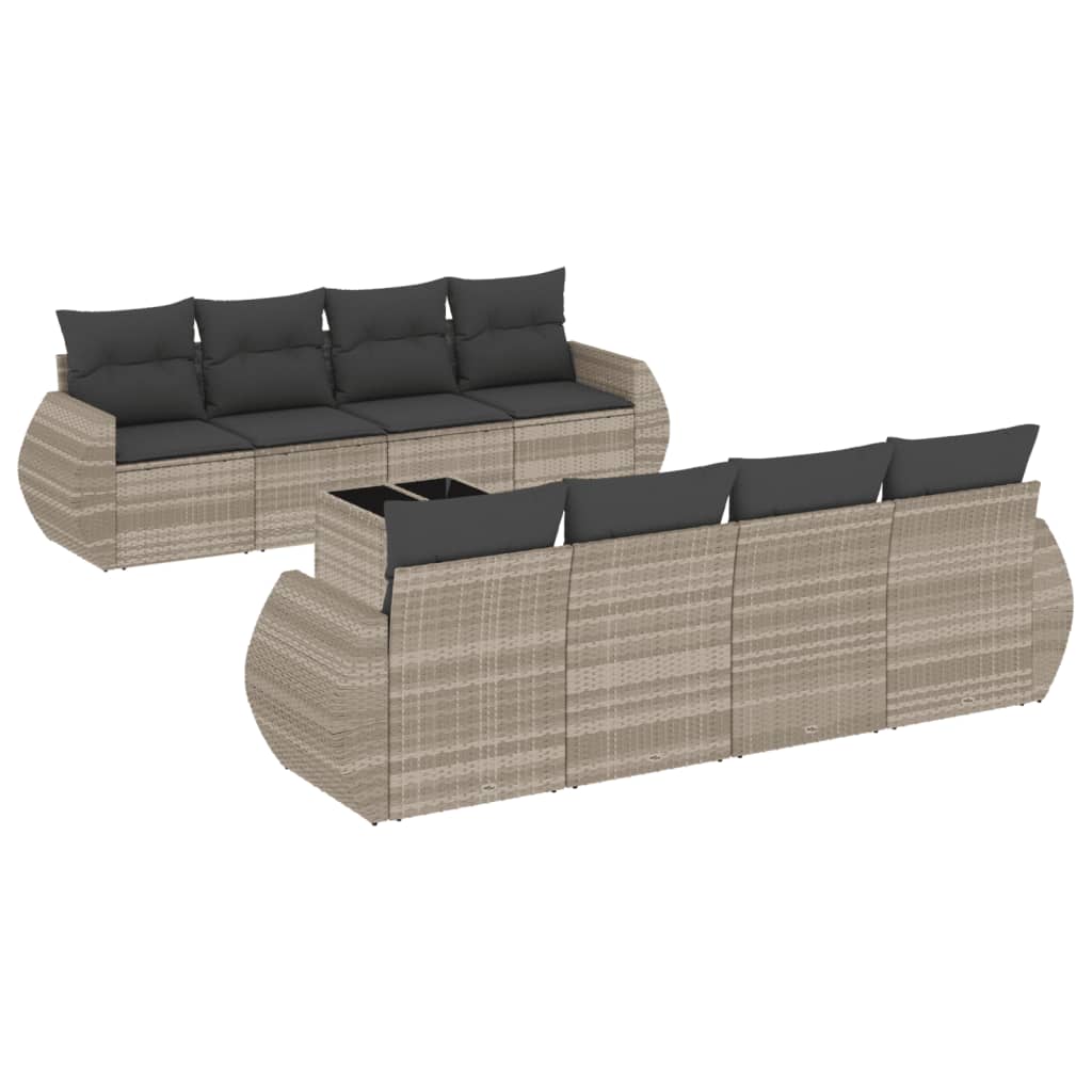 9-delige Loungeset met kussens poly rattan lichtgrijs is nu te koop bij PeponiXL, paradijselijk wonen!