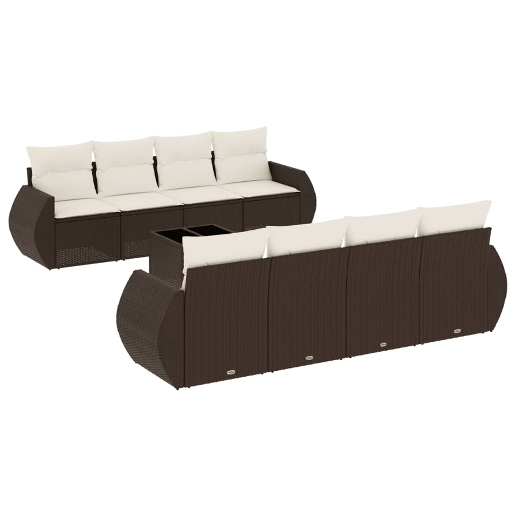 9-delige Loungeset met kussens poly rattan bruin is nu te koop bij PeponiXL, paradijselijk wonen!