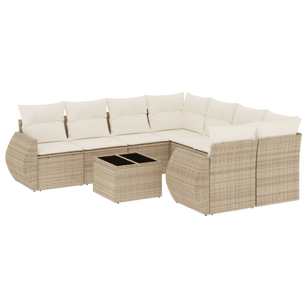 9-delige Loungeset met kussens poly rattan beige is nu te koop bij PeponiXL, paradijselijk wonen!