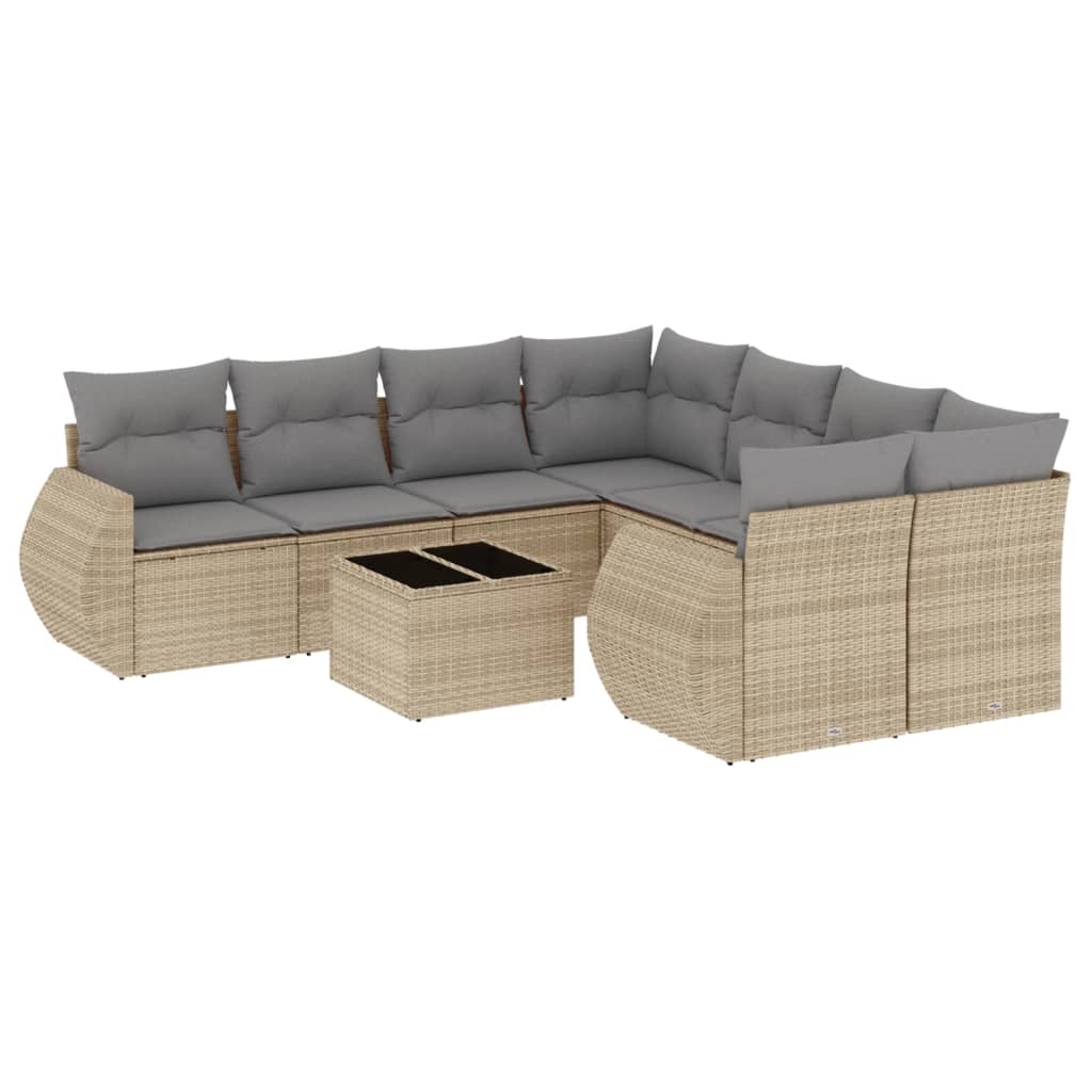 9-delige Loungeset met kussens poly rattan beige is nu te koop bij PeponiXL, paradijselijk wonen!