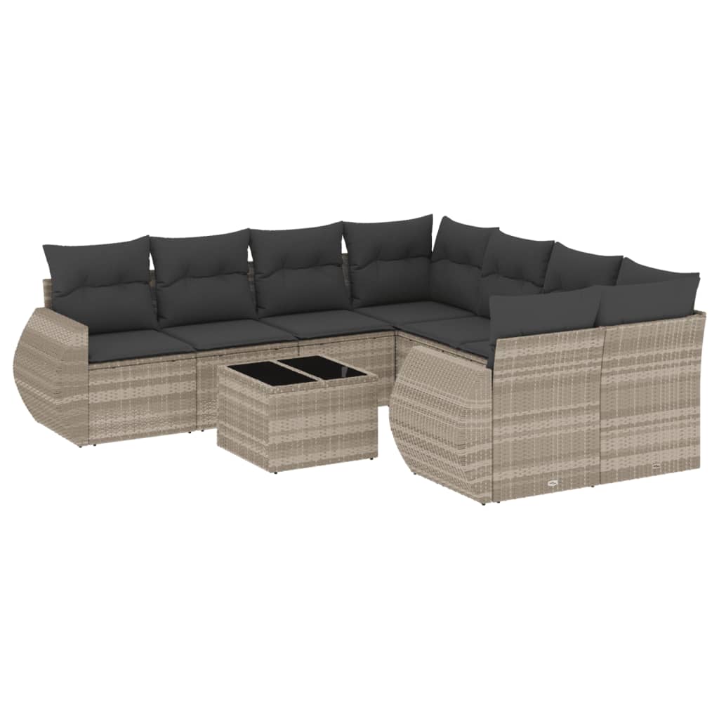 9-delige Loungeset met kussens poly rattan lichtgrijs is nu te koop bij PeponiXL, paradijselijk wonen!