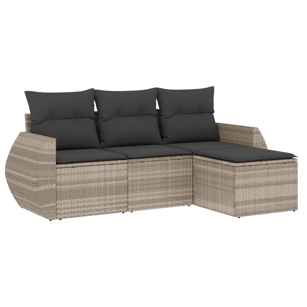 4-delige Loungeset met kussens poly rattan lichtgrijs is nu te koop bij PeponiXL, paradijselijk wonen!