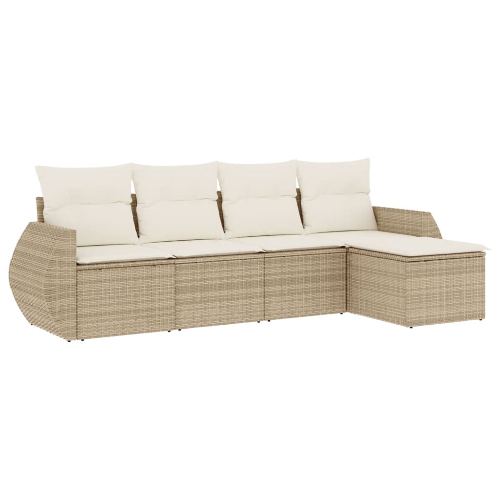 5-delige Loungeset met kussens poly rattan beige is nu te koop bij PeponiXL, paradijselijk wonen!